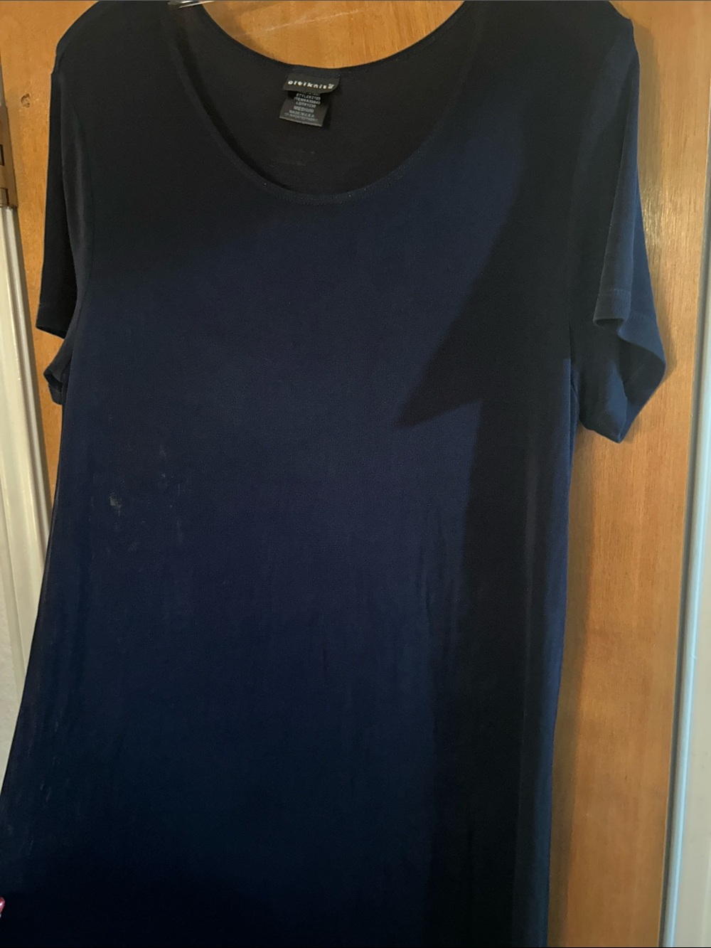Dark Navy Short-Sleeve Maxi Dress. Medium